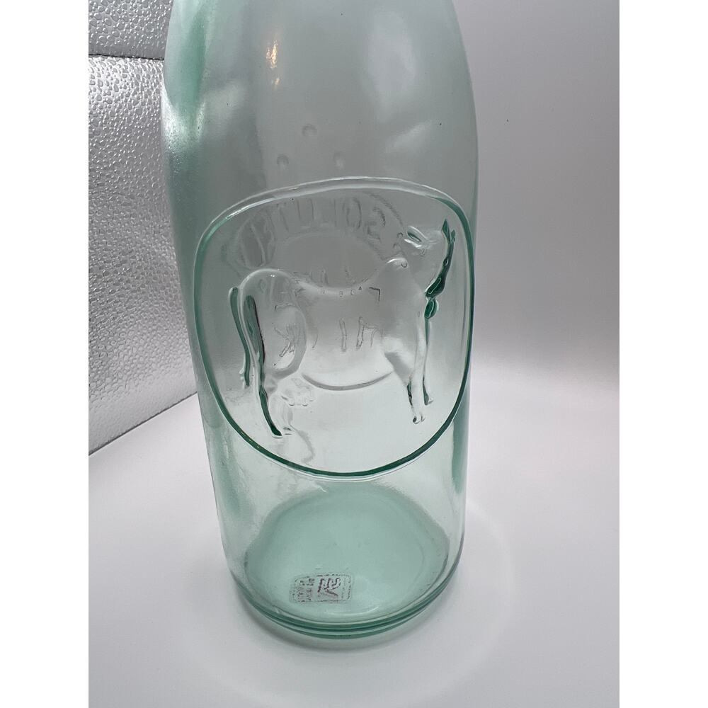 Vintage Absolute Pure Milk Glass Bottle Italy Swing Top Embossed Farmhouse 11" - Picture 5 of 9